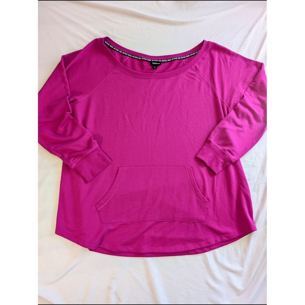 Torrid Athletic Scoop Neck Pullover Top - Bright Magenta